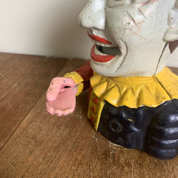 Vintage The Book Of Knowledge Humpty Dumpty Clown Cast Iron Mechanical Bank - Picture 7 of 8